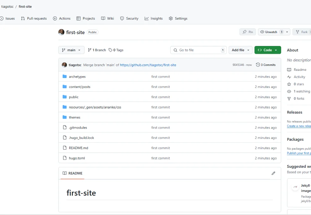 Confirmação código no Github confirmação código no Github