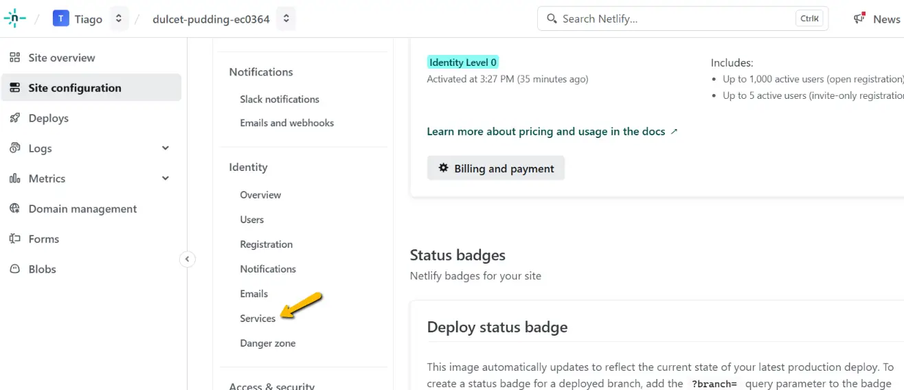 Netlify - service github